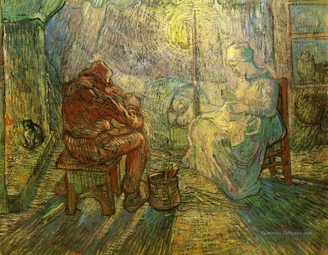 Soirée La montre après Millet Vincent van Gogh Peintures à l'huile